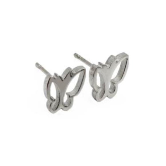 High-Quality Stainless Steel Silver Butterfly Earrings - Picture 1 of 1